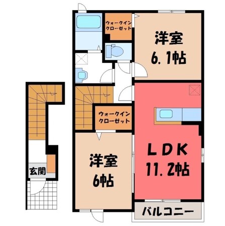 黒子駅 徒歩78分 2階の物件間取画像